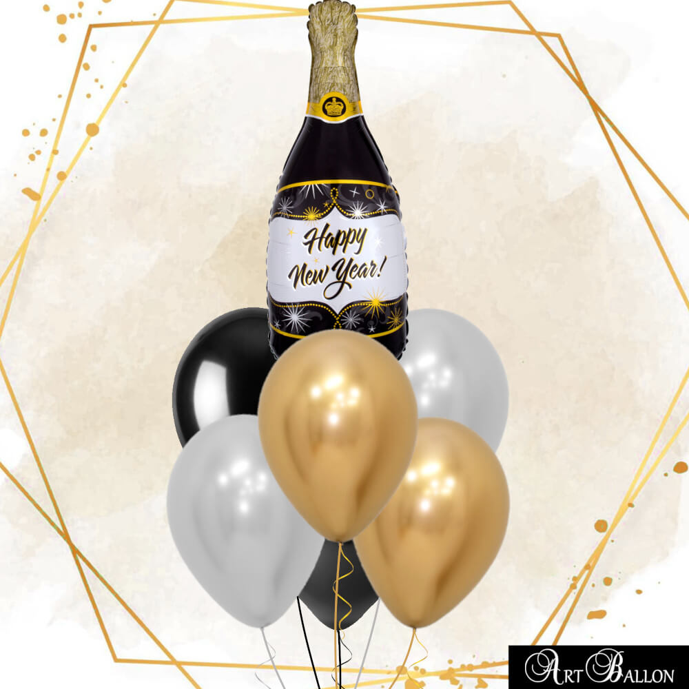 Bouquet-HNY-Champagne-Black-Silver-Gold